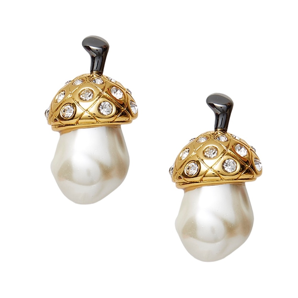 Lele Sadoughi Acorn Button Pearl Earrings NWT